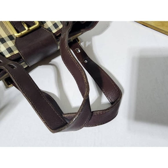 Authentic Burberry Vintage Haymarket Check PVC and Leather Buckle Shoulder Bag - Picture 5 of 16